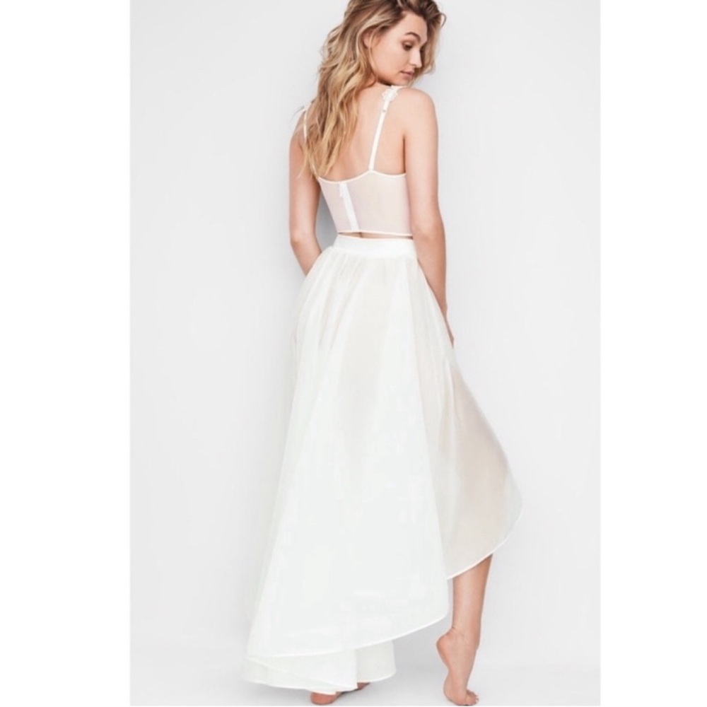 Festival Boho Victorias Secret White Sequin Bridal Formal Hi Lo High Low Skirt S - Picture 2 of 5